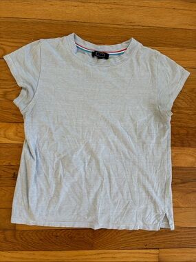 AYR Light Blue & White Tiny Stripe Short Sleeve Tee